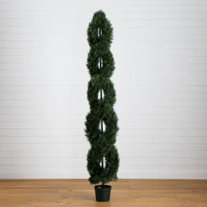 8’ Double Pond Cypress Spiral Topiary UV Resistant (Indoor/Outdoor)