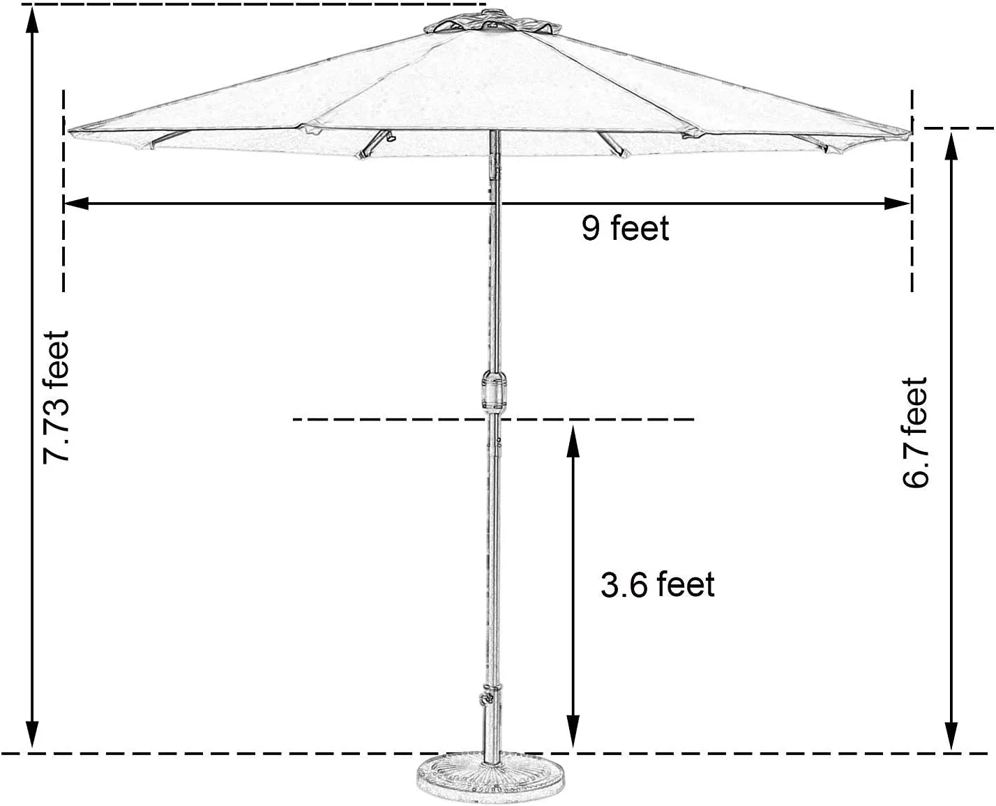 9 ft Patio Umbrella with Solar Lights 32 LED Aluminum Pole 8 Ribs