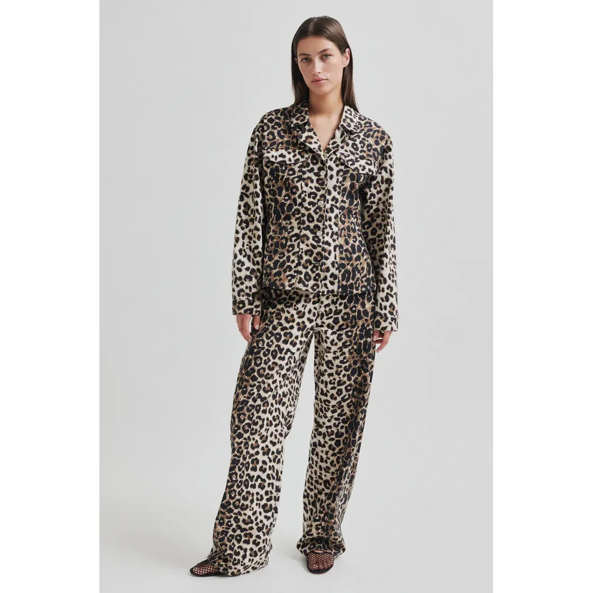 Aleo Leopard Denim Shirt Jacket Leopard Print