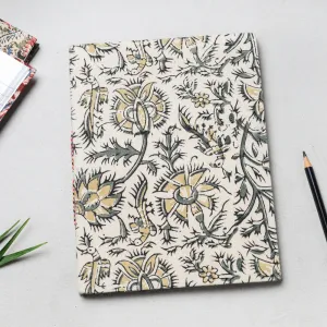 Beige - Kalamkari Fabric Cover Handmade Paper Notebook (23 x 18 cm)