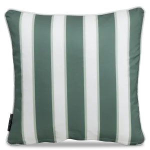 Bondi Stripe Forest Green - 45 x 45 cm Piped Outdoor Cushion