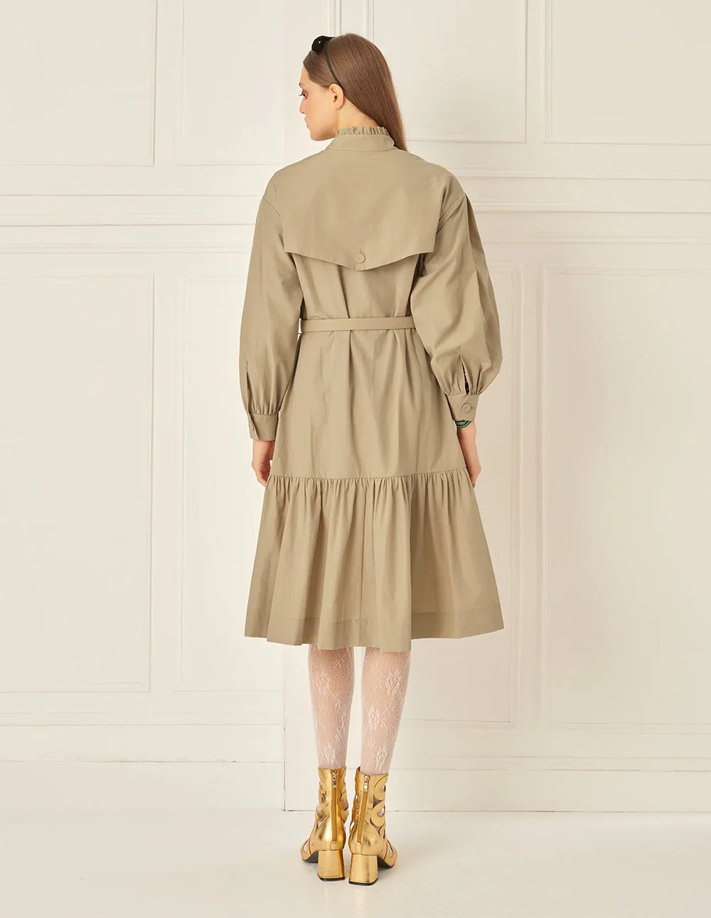 BORA AKSU Puff-Sleeved Bow-Trimmed Stand-Collar Windbreaker Jacket