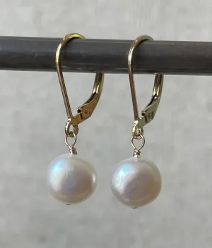 Button Pearl Earrings (gold)