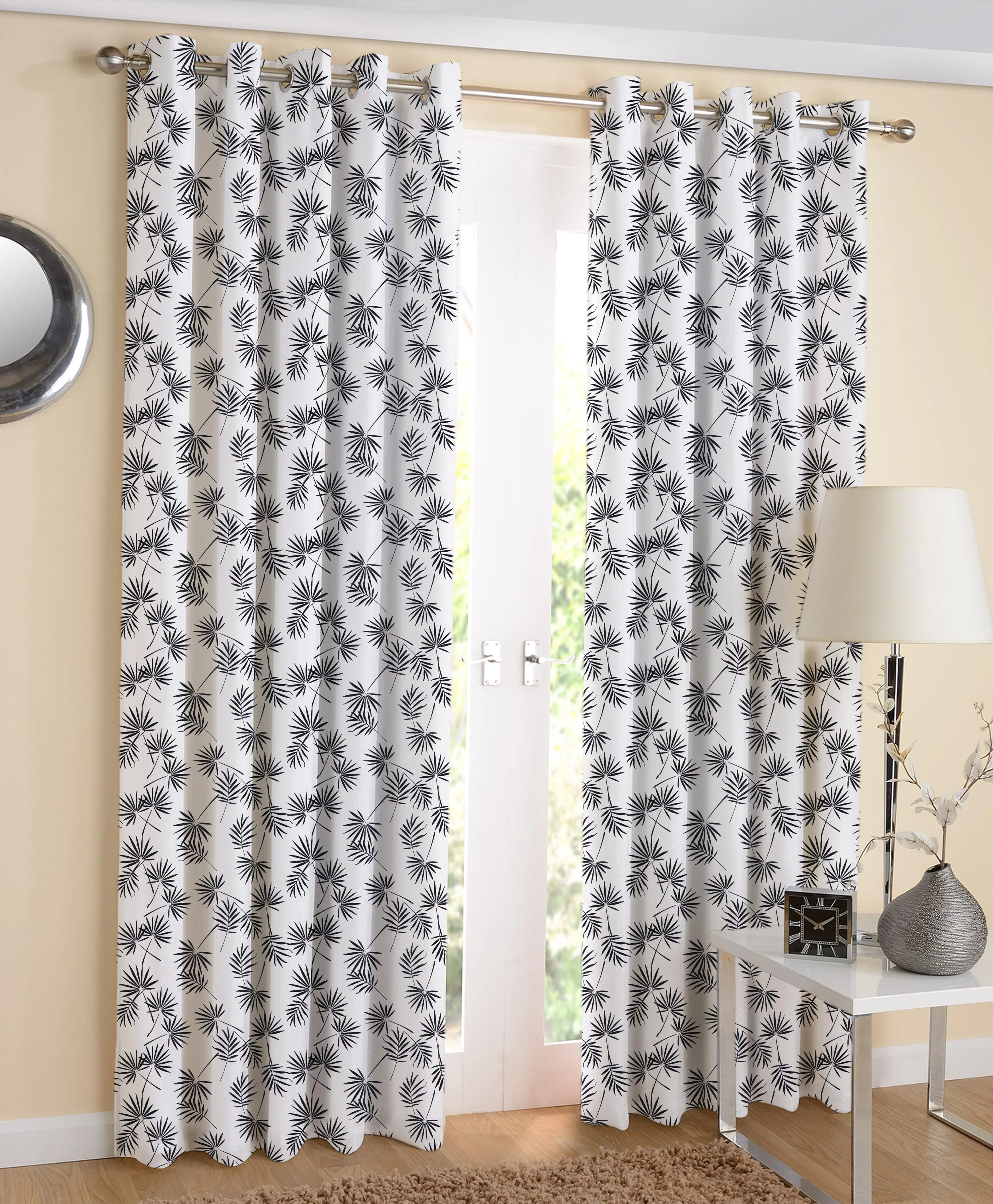 Cotton Neem Leaf Long 9ft Door Curtains Pack Of 2