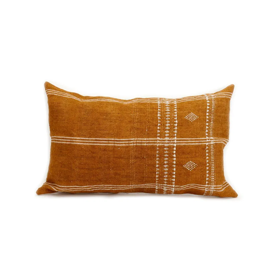 Diya Indian Wool Lumbar Pillow / Orange