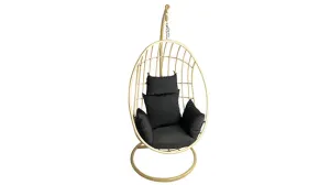 Duoyes Metal Outdoor Swing Chair, Single Outdoor Swing in Steel Frame with Cushion