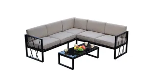 Duoyes Outdoor Padded Sofa, Deep Seating Sofa Modular in Aluminum Frame with Cushions