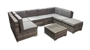 Duoyes Wicker Outdoor Sofa Sectional, 8-PC Outdoor Seating Modular in Steel Frame with Cushions