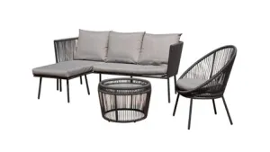 Duoyes Wicker Outdoor Sofas, Tri,-Seat  and Armchair  Sofa Sectional in Steel Frame with Cushions