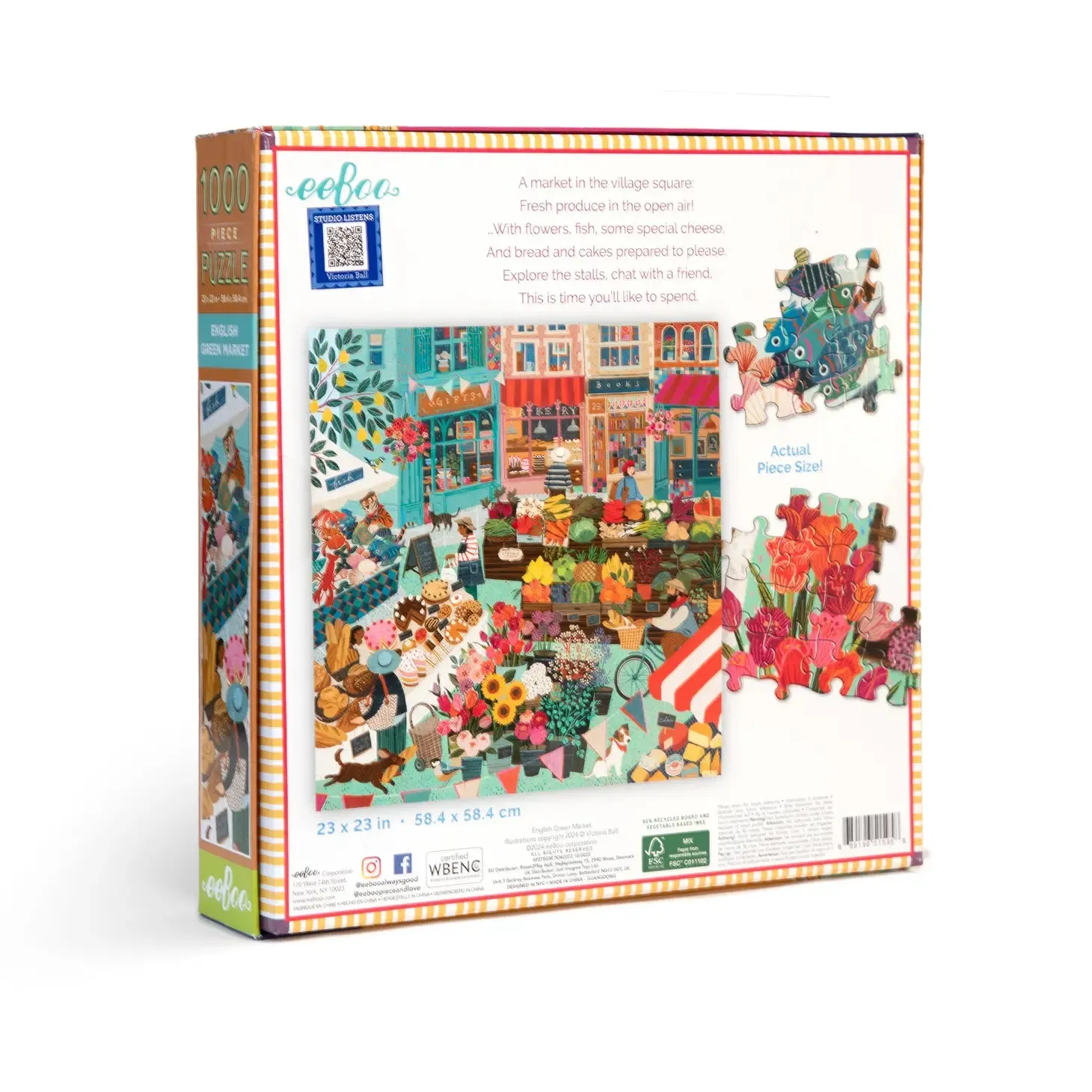 eeBoo 1000 Piece Puzzle English Green Market