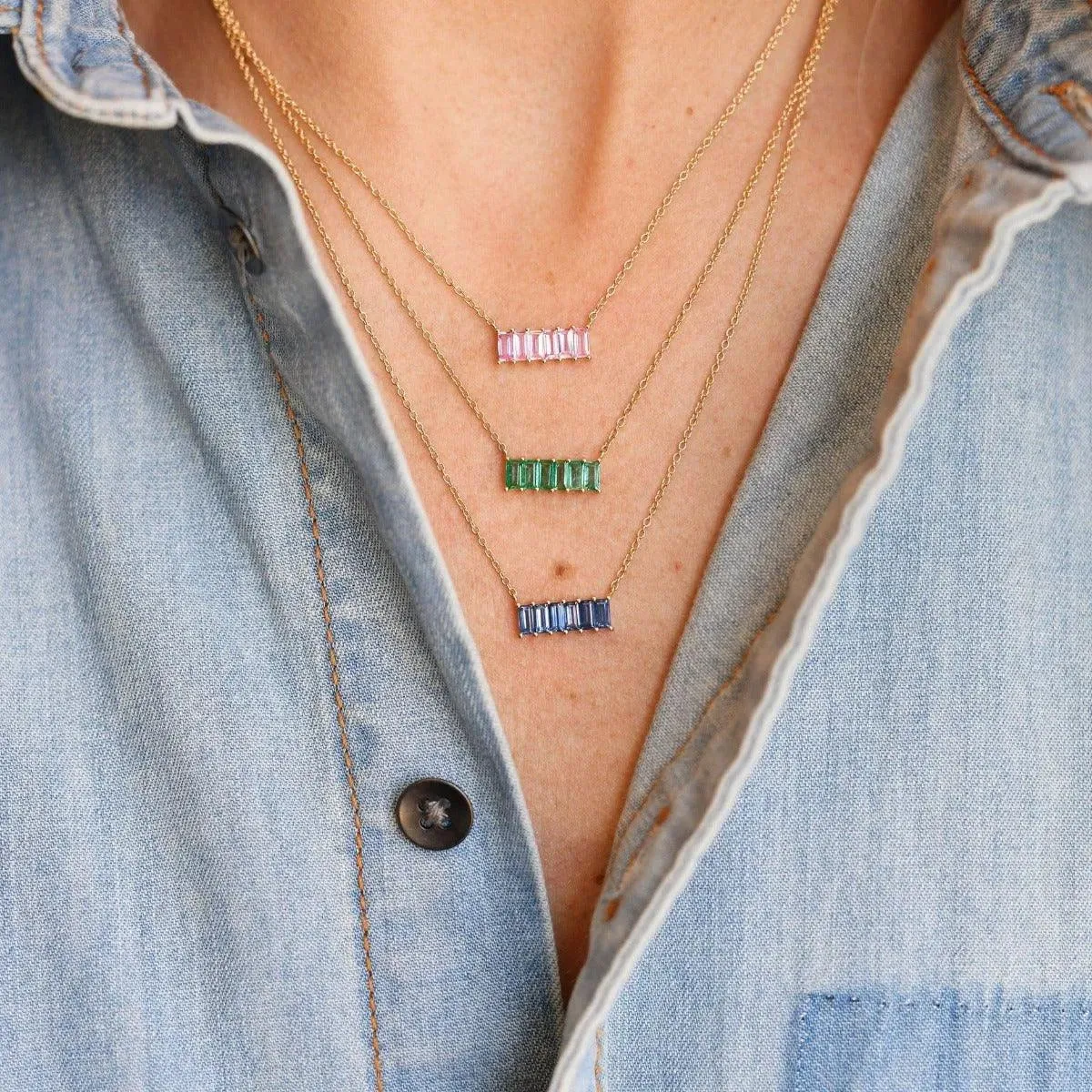 Emerald Baguette Staple Necklace