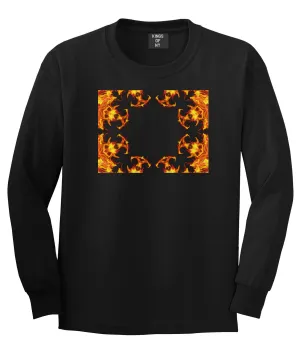 Flames of Fire Gold Frame Long Sleeve T-Shirt