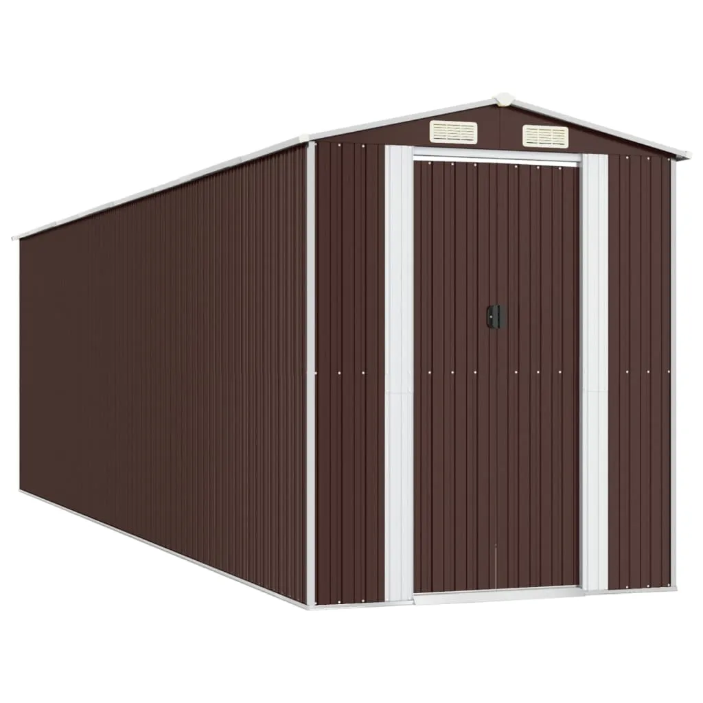 Garden Shed Dark Brown 192x689x223 cm Galvanised Steel