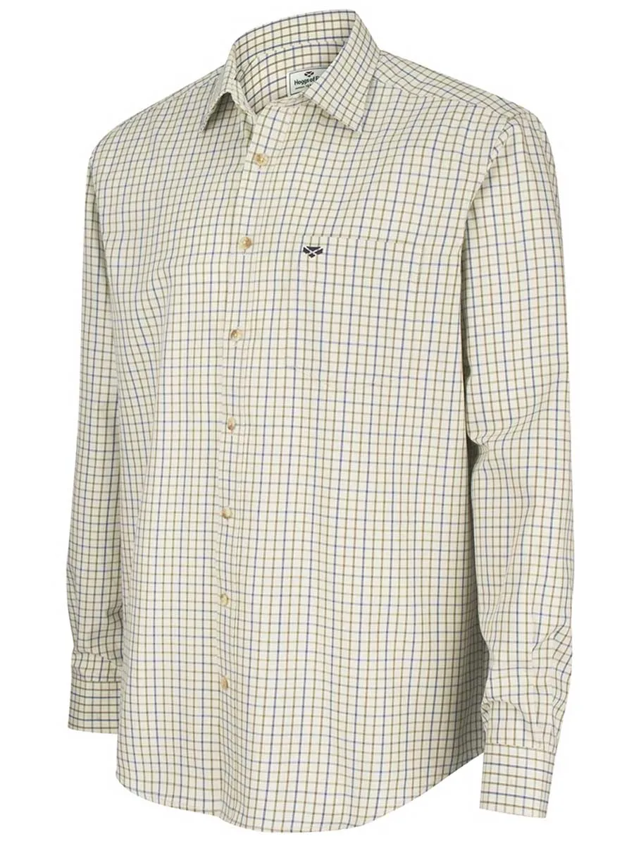 HOGGS OF FIFE Inverness Cotton Tattersall Shirt - Mens - Navy/Olive Check
