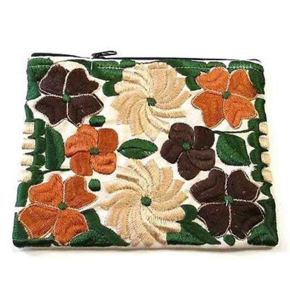 Medium Embroidered Pouch in Autumn Maya Traditions