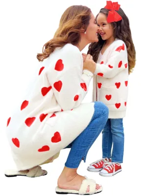 Mommy And Me I Love You Lots Oversized Heart Cardigan