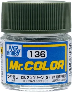 Mr. Hobby C136 Mr. Color Flat Russian Green (2) Lacquer Paint 10ml