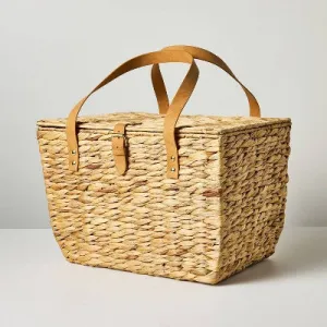 Natural Woven Picnic Basket with Green Plaid Liner - Hearth & Hand with Magnolia