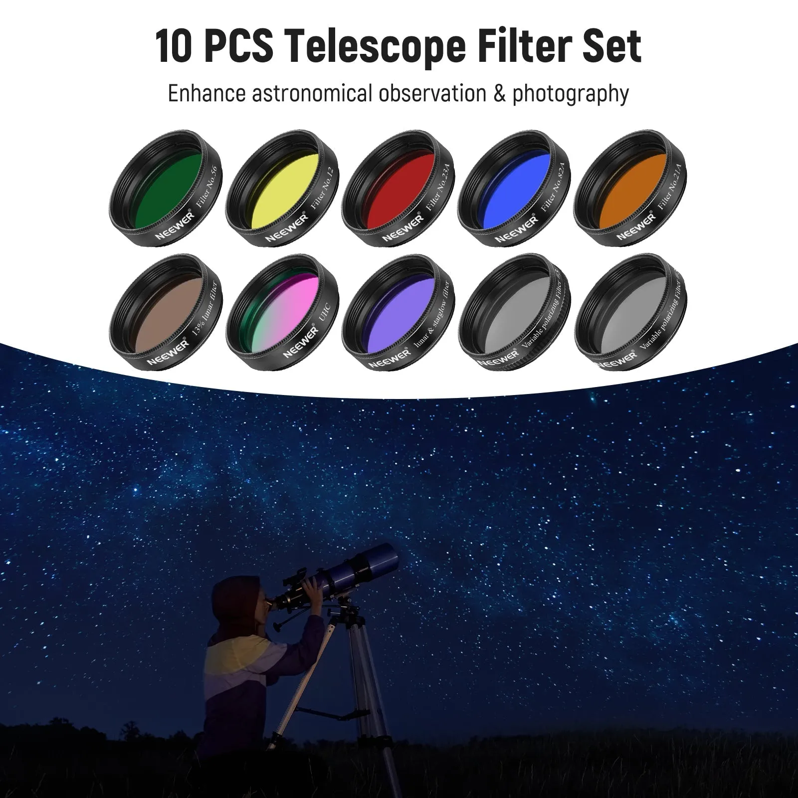 NEEWER 1.25” Telescope Eyepiece Filter Set