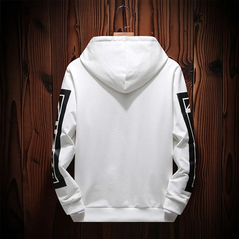 New Casual Black White Hooded Men Hip Hop Street Wear Letter Print Sweatshirts Skateboard Men/Woman Pullover Hoodie