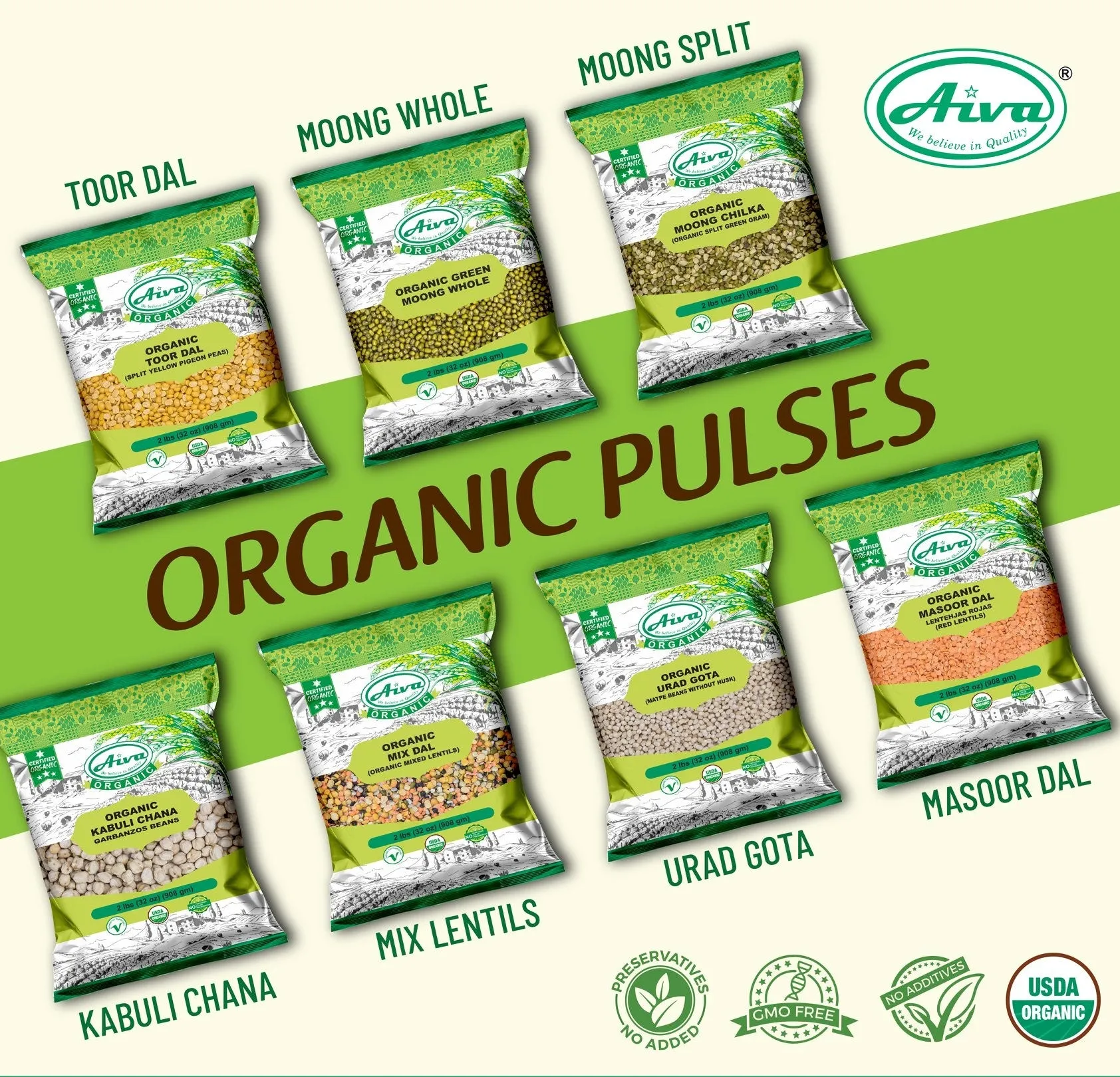 Organic Moong Whole (Green Mung Bean) - Usda Certified