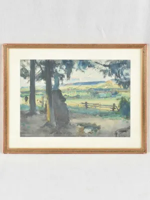 Rural landscape watercolor - Signed Louis Agricole (1879-1960) 18" x 23¼"