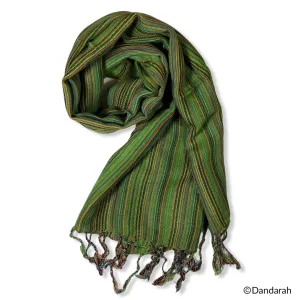 Small Striped Handwoven Scarf - Green & Pistachio