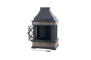 Sunjoy 35.4&quot; x 23.6&quot; x 56.6&quot; Elson Slate and Steel Fireplace - Black Bronze, Large