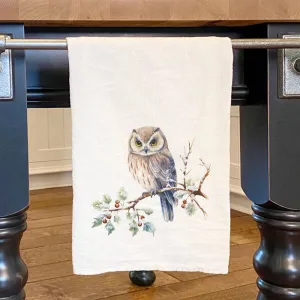 Winter Owl Tea Towel