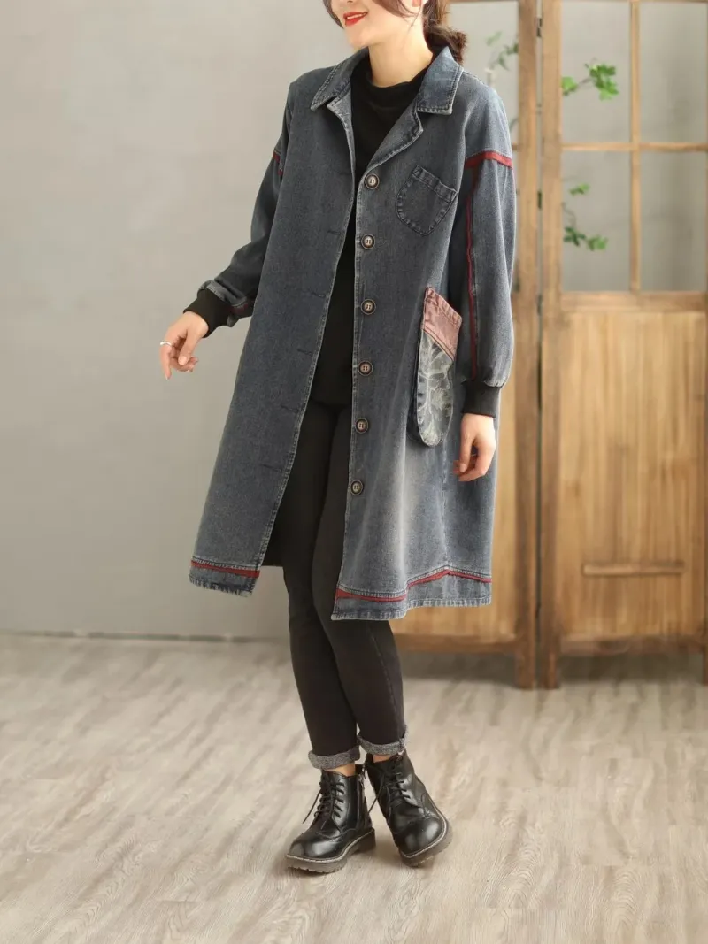 Women's Denim Long Sleeves Shirt Dress