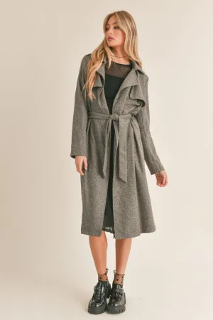 Women's Trench Coat | Long Jacket | Mini Plaid | Brown Multi