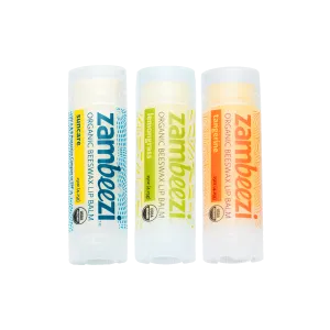 Zambeezi Organic Beeswax Lip Balm Variety Pack of 3